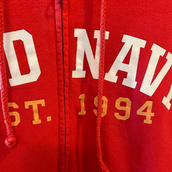 Old Navy Est 1994 Red Vintage Side Zip Up Hooded Sweatshirt XXL - Picture 4 of 12